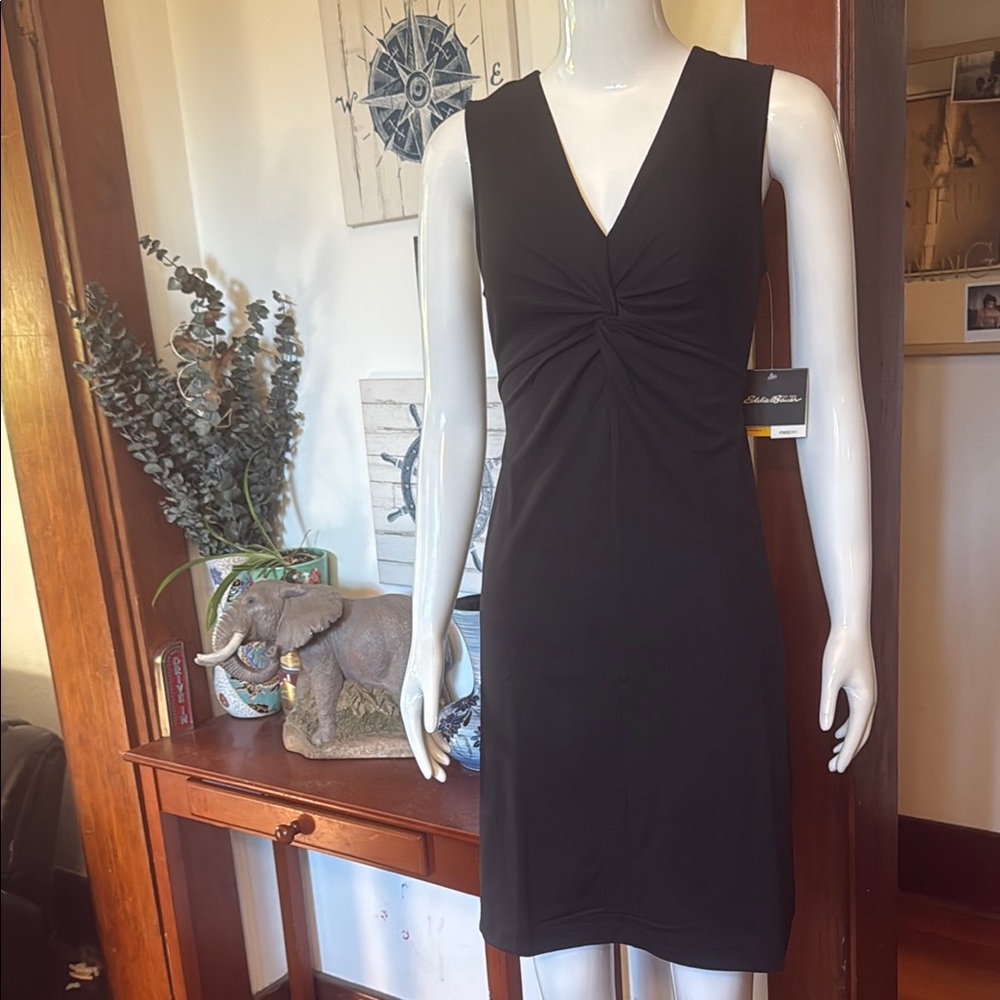 NWT Eddie Bauer size small knot dress Elegant Black Sleeveless Dress